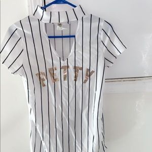 “Petty” rose gold striped jersey ‼️🤩